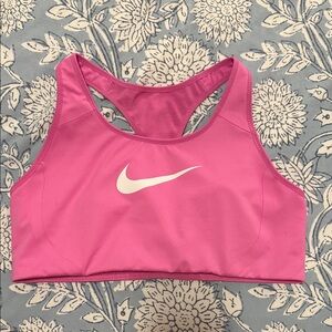 Nike Pink Racerback Dri-FIT Sports Bra with White Swoosh